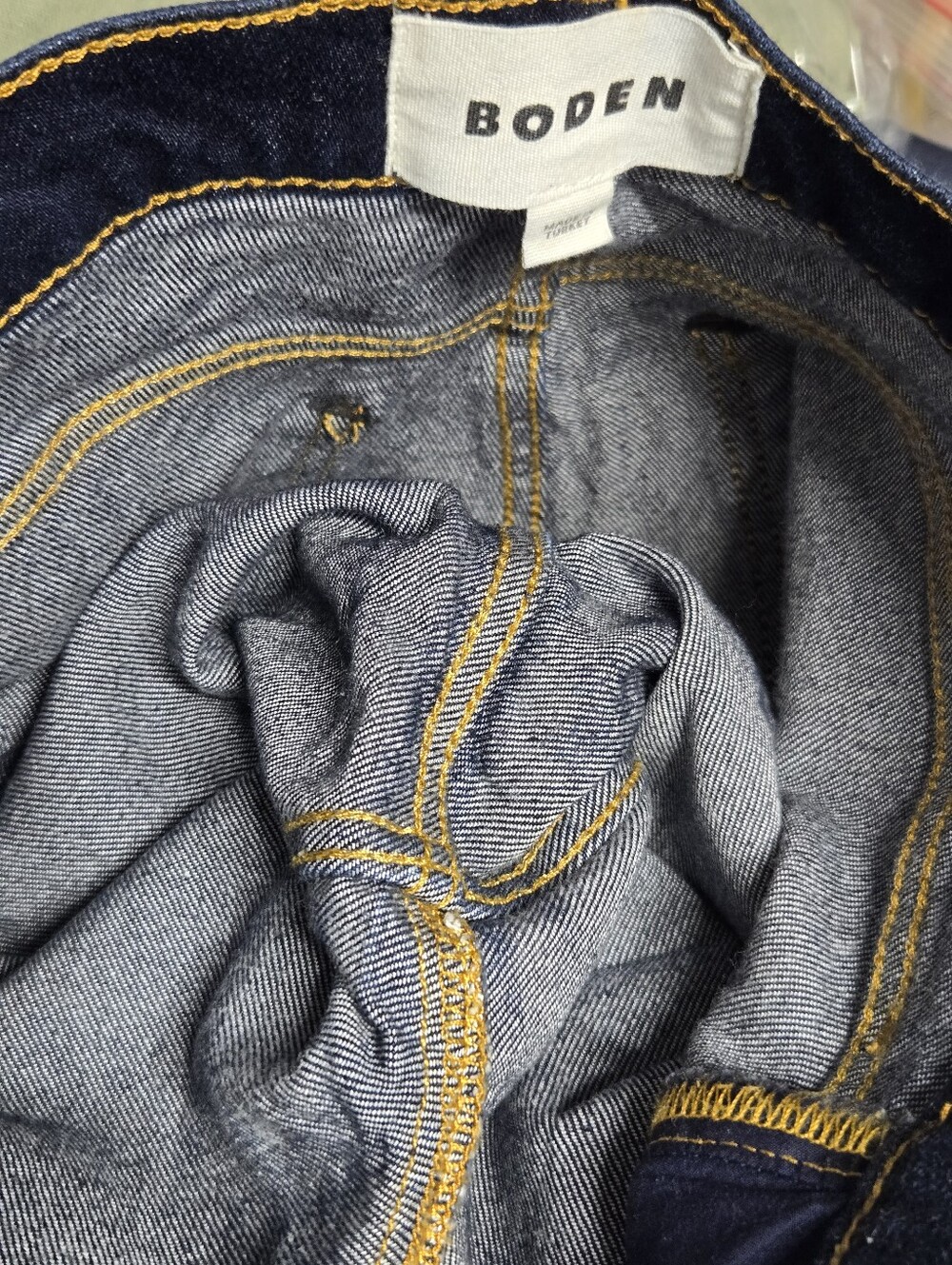 Boden Turn-Up Jeans High Rise Wide Leg Indigo Rinse Dark Wash - Picture 11 of 16